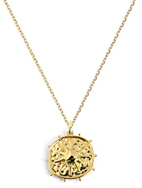 SINGULARU - Collar Solstice Sun. Colgante en Latón con Acabado Baño de Oro de 18 Kt. Cadena de Talla Unica. Joyas para Mujer