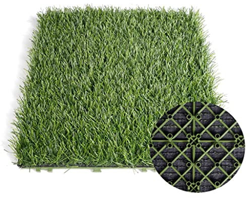 Pavimentazione Erba Sintetica Mattonelle Di Giuntura Artificiale Del Prato Inglese, Tappetino Da Giardino Ad Incastro Autodrenante Per Esterni Per Tutte Le Stagioni, Altezza Pagliaio 3 Cm, Facile Da I