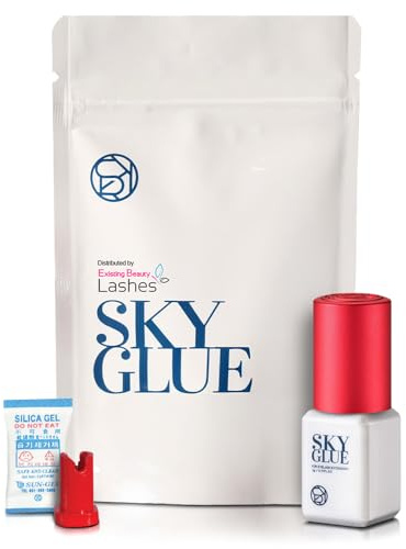 Sky Glue S+ Eyelash Extension Glue - Extra Strong Lash Extensions Adhesive Bond with 6-7 Weeks Retention and 1-2 Sec Dry Time, Long Lasting Semi Permanent Black Glue - 5 ml