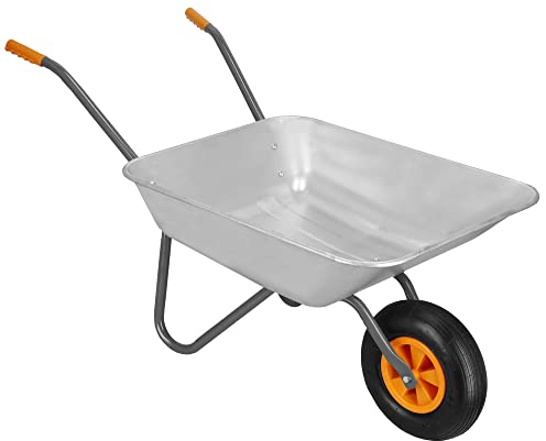 SPRINGOS Garten-Schubkarre 65 Liter Verzinkt Einrad-Schubkarre