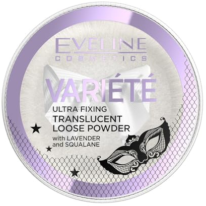 Eveline Cosmetics Varieté Transparenter Puder mit Lavendel und Squalan, 5g - Glättet den Hautton, kaschiert Unvollkommenheiten, vegane Formel