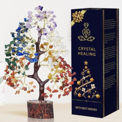 Reikved 7 Chakra Tree of Life, Crystals and Healing Stones, Birthday Gifts for Women - Crystal Tree for Positive Energy, Home Office Decor, Cool for Women Under 30, Secret Santa Gift