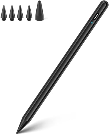 Stylus Stift für iPad 2018-2025,iPad Stift 2.Generation mit Palm-Ablehnung, Neigungsempfindlich, Magnetische Stylus Pen für iPad 6./7./8./9./10./Air 3./4./5./ Mini 5./6./Pro 11/Pro12.9 (Schwarz)