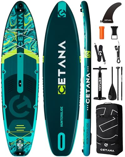 CETANA 11'6×35 Extra Wide Stand Up Paddle Board for Adults & Youth, 400lb Capacity Inflatable Paddle Board, Sup for 2+1 Person with Removable US Fin, 100L Backpack, Floating Paddle, Safety Leash