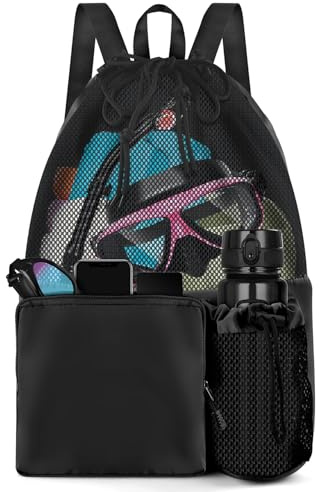BROTOU Swim Bag Beach Backpack with Wet Pocket Mesh Drawstring Bags for Swimming, Gym