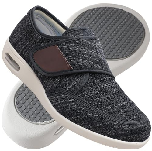 Scarpe Uomo con Strappo Estive Scarpe da Lavoro Comode Leggere Traspiranti Scarpe Basse Sportive Casual Scarpe da Viaggio Ortopediche Traspiranti (Color : Black Gray, Size : 48 EU)