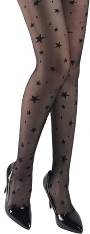 SLITHICE Women star tights black stockings for women star patterned tights leggings (US, Alpha, One Size, Regular, Regular, Star&dots)