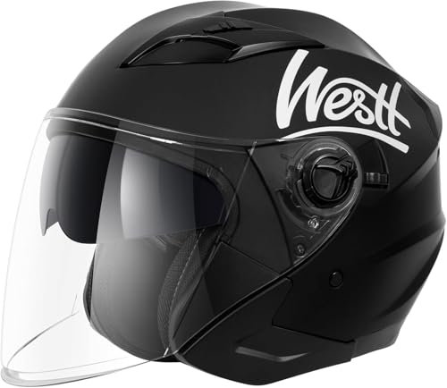 Westt casco moto casco jet doppia visiera omologato ECE 22.06 casco scooter caschi scooter per donna e uomo nero grigio bianco