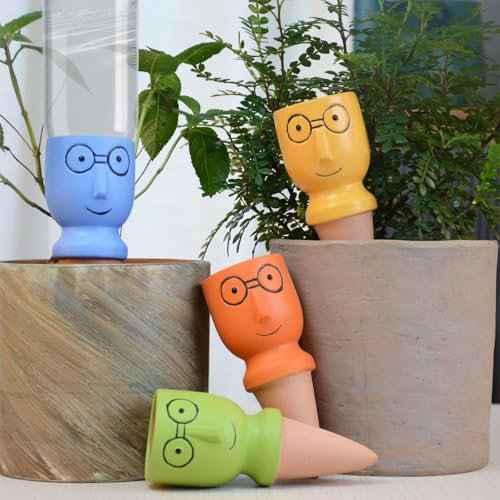 4 Piezas Picos de Riego de Terracota – Sistema de Riego Automático para Plantas, Picos de Riego para Plantas de Interior y Exterior, Riego para Vacaciones, Liberación Lenta de Agua