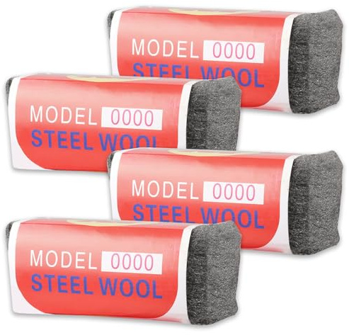 Lana D'acciaio, 4 Pezzi di Lana D'acciaio da 0000, 400 g di Rotoli di d'acciaio 0000, d'acciaio per Tapparelle in Plastica, per Lucidatura Legno Vetro Metallo, per Casa, Garage(Grigio)