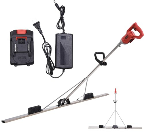 Power Concrete Screed Vibratory Kit Concrete Finishing Tool, Cordless Electric Screed Cement Finishing Vibrating Machin with 6ft Boards, Machine Head + Motor Concretes Surfaces Leveling Tamper Ruler