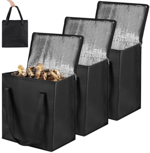 YOFAPA Förvaringsbehållare för träpellet, förvaringsväska för rökare, svart träpellets förvaringsbehållare för utomhusbruk, camping, picknick, 3 x 20 x 35 cm, 3 st