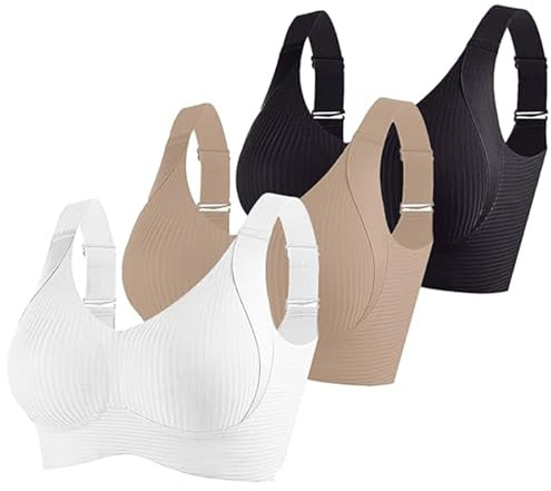 Sujetador Deportivo Mujer Ofertas,3 Pack Sujetador Sin Aros Push Up Cuello V Bralette Básicos Sin Costuras Comodos Sostenes de Mujer con Relleno Suaves Elástico SostéN Cómodo Transpirable Sports Bra