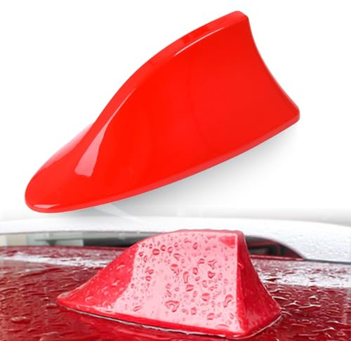 Antenna Pinna Squalo Universale per Auto, Antenna per Autoradio, Sostitutiva dell'Antenna Universale con Forte Funzione di Ricezione (Rosso)