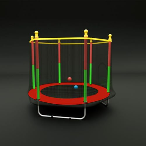 EIGFOH Cama Elástica Infantil, 140 cm, con Red de Seguridad, Capacidad 50 kg, Estructura de Acero, Multicolor