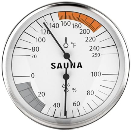 Kuntesetty para Sauna con Pantalla Grande Y Marcas Visibles Medidor de Humedad Y Temperatura en Grados Fahrenheit Adecuado para Salas de Invern
