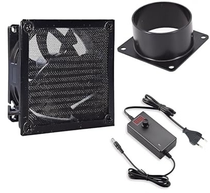 DC 12V - Ventilador axial para tuberías, 80 x 25 mm, color negro