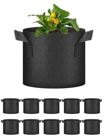 Flaroey Växtodling, 5 gallon tomatplanteringsburkar, 6-pack med handtag, icke-vävt tyg trädgårdslåda för grönsaker B