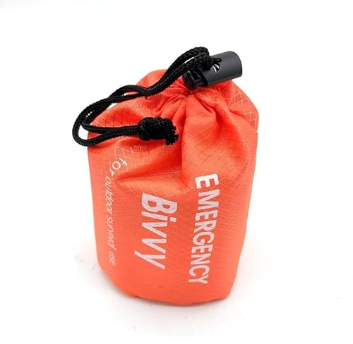 Nödsäck, återanvändbar överlevnadsfilt, första hjälpen värmeisoleringsfilt för utomhus camping vandring resor, räddningstält (2, orange)