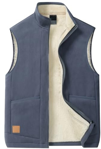 SimidunEUR Hommes Polaire Gilet en Hiver Ultra Légère Veste Bodywarmer de Sport Manteau sans Manche Coupe-vent Gilet de Pêche Chaud,Gris,XL