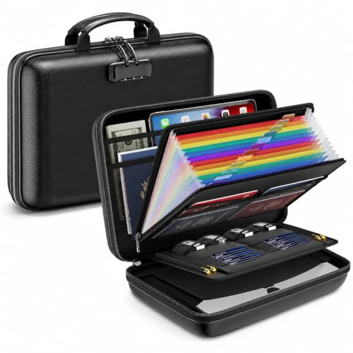auvstar Carpeta Organizador Archivadora Ignífuga con Cerradura | Caja para Documentos Ignífuga, 5200 °F Resistente al Fuego, Ideal para Casa y Oficina, Documentos Importantes