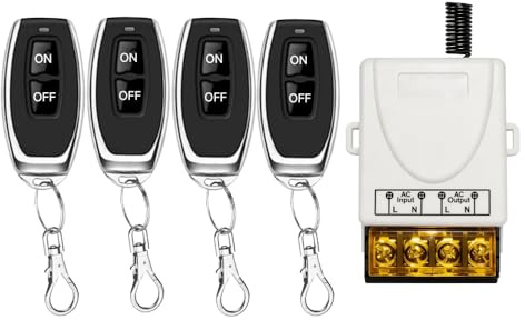 Cerhot Interruptor inalámbrico RF blanco de alta potencia 220V/230V CA 30A con control remoto para iluminación exterior compatible con puerta de garaje, bomba de agua y iluminación DIY (Blanco AC100