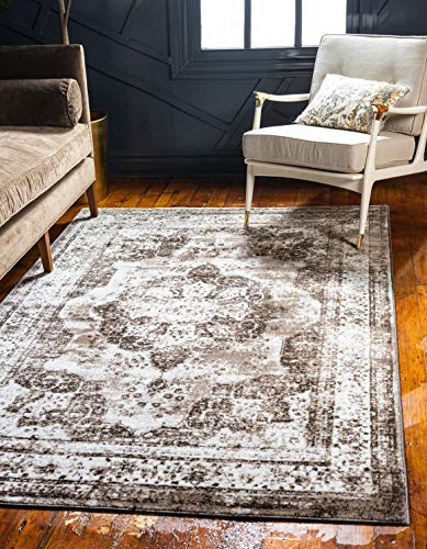 Unique Loom Sofia Collection - Tappeto tradizionale vintage marrone scuro/marrone chiaro (100 x 160)