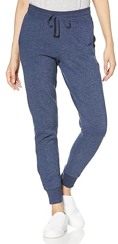 Amazon Essentials Pantaloni da Jogging in Pile con Risvolto (Disponibili in Taglie Forti) Donna, Blu Marino Puntinato, M