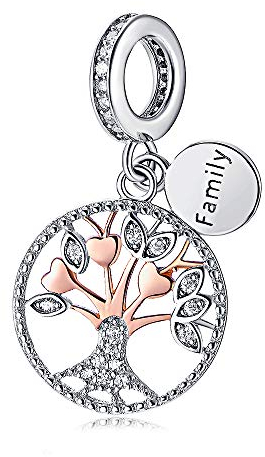 Nbsameng Arbre de la vie Charme,Bijoux femme,Pendentif Charm,Pendentif avec Breloques,en Argent Sterling 925 avec 5A Zircone,Compatible pour Pandora & Européen Bracelets