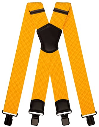 Olata Bretelle da Uomo a Forma di X con Clip Forti, Extra Larghe, 5 cm. Giallo (Clip Nere)