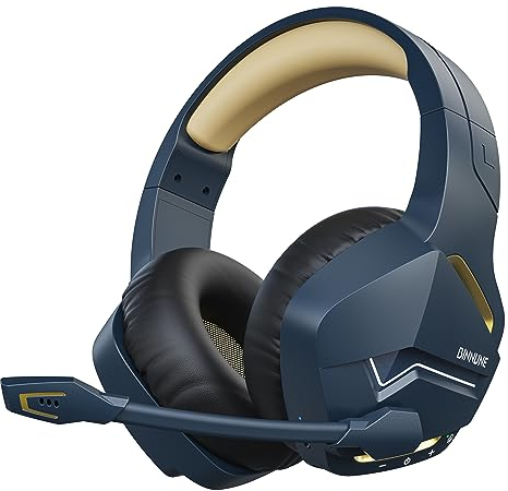 BINNUNE Gaming Headset, Wireless Headset für PS4 PS5 PC Playstation 4 5, Gaming Kopfhörer mit Mikrofon Bluetooth USB Gaming Headset Wireless mit 120 Stunden Akkulaufzeit