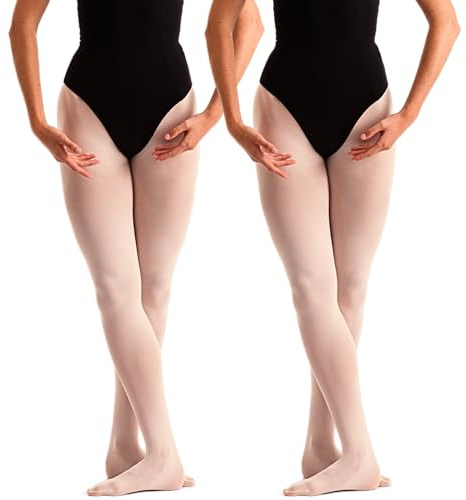 2 Pairs Dance Ballet Footed Tights (Age 11-13) (Pink)