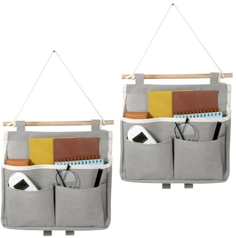 Wandorganizer, 2 Stück Hohe Kapazität Hängeaufbewahrung Tür Organizer Hängeorganizer Bad mit 2 Haken, Faltbares Leinen Wand Organizer Hängend für Zuhause, Büro, Schlafsaal, Bad