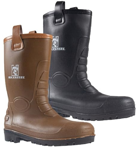 MENS WATERPROOF RIGGER BOOTS SAFETY WELLINGTONS WELLIES STEEL TOE CAP WORK THERMAL YARD DURABLE MIDSOLE