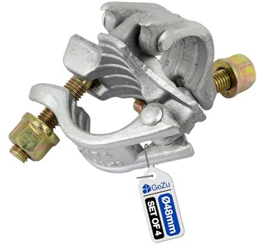 GeZu Impex Accoppiatore ad Angolo Retto 48 x 48 mm Zincato Elettrostaticamente Set di 4 Pinze per Ponteggi Raccordi per Tubo da Cantiere