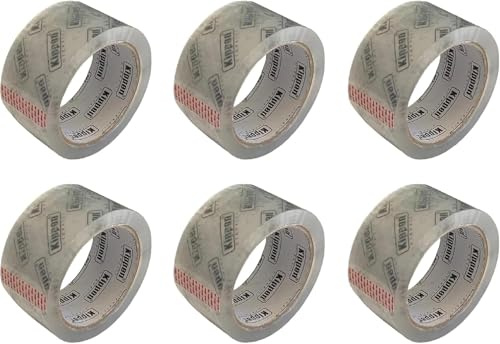 Kippen 9004TR1 - Confezione da 6 Rotoli di Nastro Adesivo per Imballaggio. Colore Trasparente. Misure: 50mt x 48mm.