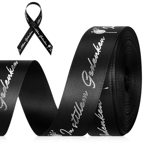 Panelee Ruban de Deuil à Soi-Même Ruban de Deuil avec Texte pour Emballer Les Cadeaux Funéraires Emballage Cadre Photo Couronne Funéraire Décoration, 20mm X 9m(Noir)