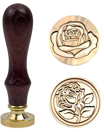 2 stycken sigillstämplar med 1 trähandtag, rosévaxstämplar, avtagbara runda kopparkuvert vaxstämplar, sigill för bröllop, inbjudningskort, presentdekoration (kopparfärger)