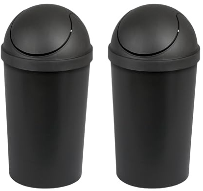 CNEIESD 2-Pack Round Swing-Top Bathroom Trash Can, 3-Gallon, Ideal for Simultaneous Use in Bathrooms, Kitchens, Other Small Spaces (Black)