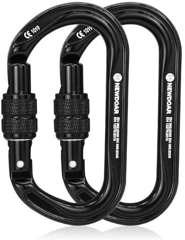 NewDoar 25KN CE&UIAA Certified Climbing Carabiner Professional O-Shaped Heavy Duty Carabiner Auto Locking/Screwgate Locking Carabiner Clips for Rock Climbing,Rappelling,Rescue,Mountaineering