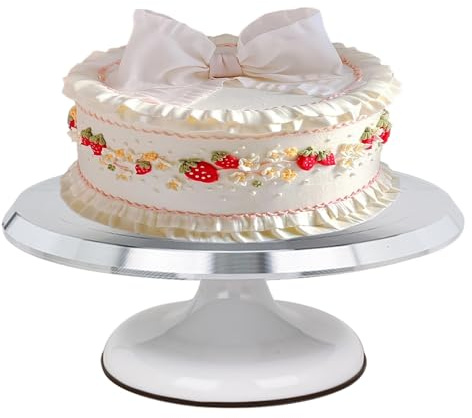 Bandeja giratoria de Acero Inoxidable, diámetro de 31 cm, Ideal para Cortar y Hornear Pasteles, Plato Giratorio para Tartas, Plato para Decorar Base giratoria es Plato Giratorio