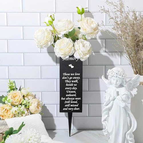 Vaso per cimitero per tomba in metallo, decorativo, per cimitero, funerale, cimitero, vaso di fiori ornamento per la perdita della persona amata