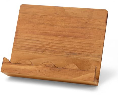 Zhehao Scalloped Wooden Cookbook Stand for Kitchen Counter, Recipe Book Holder Cook Book Stand for Convenient Cooking, Kitchen Countertop Decor, 11 x 9 x 2.6 Inches