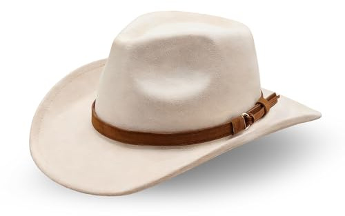MYKAGS Cowboy Hut für Frauen und Männer, Western Cowboy Hut, Klassischer breiter Rand Fedora Hut, Felz breiter Rand Frauen Männer Fedora Hut, Beige