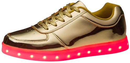 Genérico Nuevos Zapatos Luminosos de Colores, versión Coreana, Zapatos Deportivos con Carga USB para Parejas, Zapatos Deportivos Bajos Dorados y Plateados
