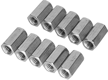 Pack of 10 Spacers Galvanised Carbon Steel Long Hex Nut Screw Connection Nut Industrial Construction Fasteners (M6 x 18)