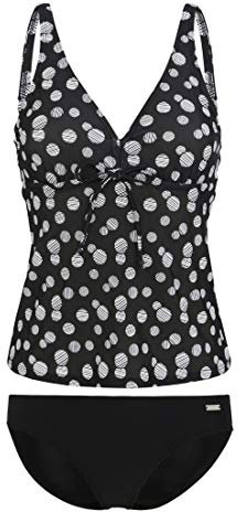 Lascana Damen Damen Bügel-Tankini im Punkte-Design mit bauchbedeckendem Top und bequemer Bikini-Hose mit Punktedruck und Miederverstärkung
