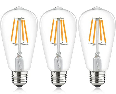 Luxvista 12V Low Voltage LED Light Bulb Screw in ST64 4W LED Filament 2700K Warm White Lamp Vintage E27 Edison Bulbs AC/DC12-36V, 400lm for RV Camper Marine Yacht Solar System,3-Pack