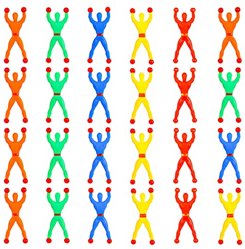 Dacitiery 24 Stück Fensterkletterer Mitbringsel Kindergeburtstag Fenster Crawler Männer Mehrfarbig Klebrige Wand Kletterer Rolling Männer Klatschhand für Kinder Party Favor