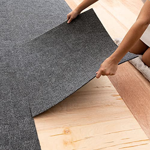Mohawk Home 24 x 24 Indoor/Outdoor 0.25 Pile Height, Peel and Stick Carpet Tile, Grey Polyester, (15 Tiles) (60 sqft/Box)
